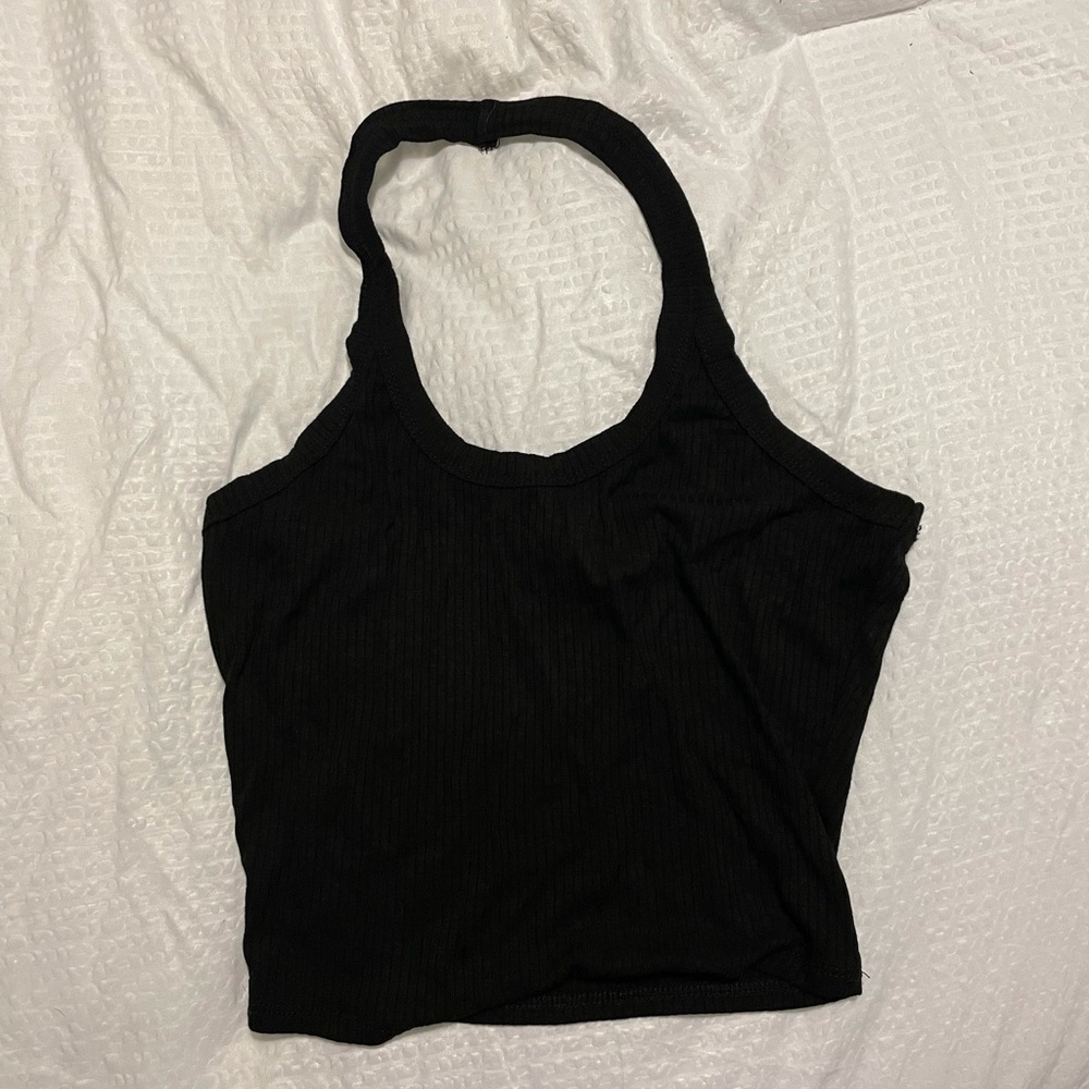 Black halter crop top